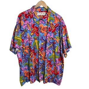 Bayou Wear Shirt New Orleans Jazz Fest Mens 2XL Party Big Easy Colorful Vintage